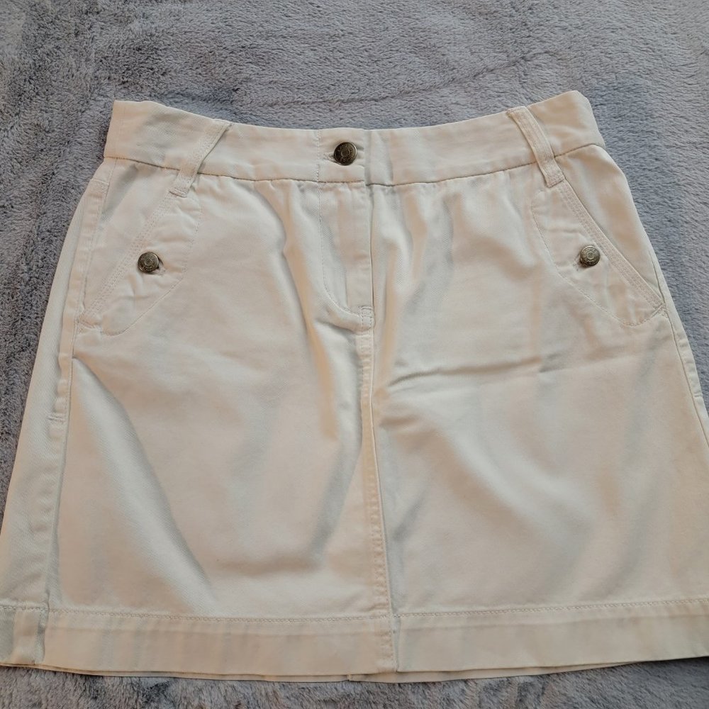 J Crew White Cotton Classic Twill Chino Skirt